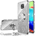 Case for Moto G Power 2021, Shockproof Protection with Ring Kickstand Lanyard, Cute Soft Glitter Cover - Silver