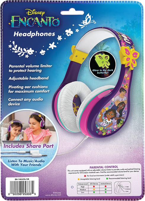 eKids Disney Encanto Headphones for Kids, Wired Headphones with Headphone Splitter