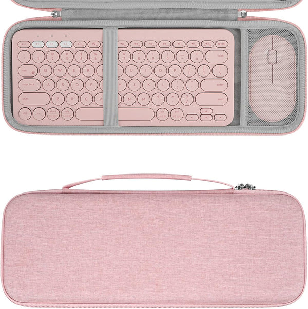 Geekria Hard Case for Logitech K380/k380s Keyboard + M350/M350s Mouse, Pebble 2 Combo, Protective Travel Bag (Pink)