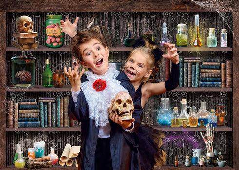 Mad Scientist Laboratory Backdrop for Kids, Halloween Magic School Background, 7X5FT (82x59inch) Decorations