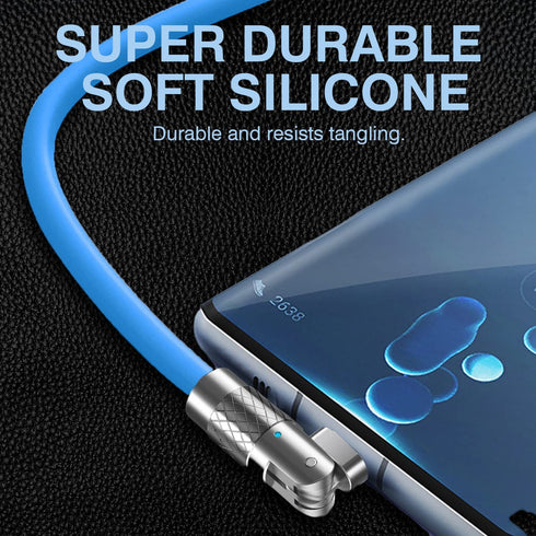 Recyphi Chubby Gamer USB to C Fast Charge Cable - 180° Rotating, LED, Durable Rubber, Flexible Rotary Connector for