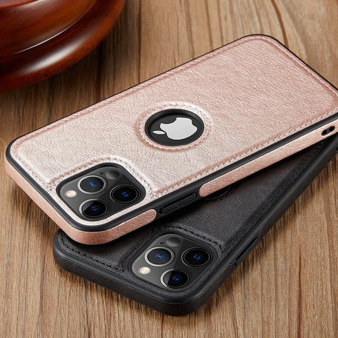 Casus Logo View Compatible with iPhone 12 Pro Max Case, Slim Premium Vegan Leather, Classic Luxury Thin Cover (Rose