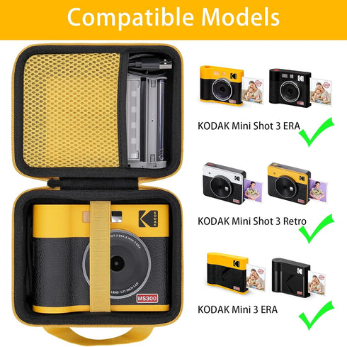 khanka Hard Travel Case for KODAK Mini Shot 3 ERA/Mini Shot 3 Retro, Case Only (Yellow)