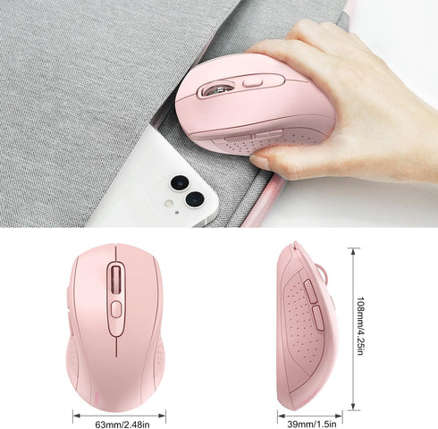 TECKNET Wireless Computer Mouse, 2.4G Wireless Bluetooth Mouse for Laptop, 6-Level Adjustable 4000 DPI, Portable