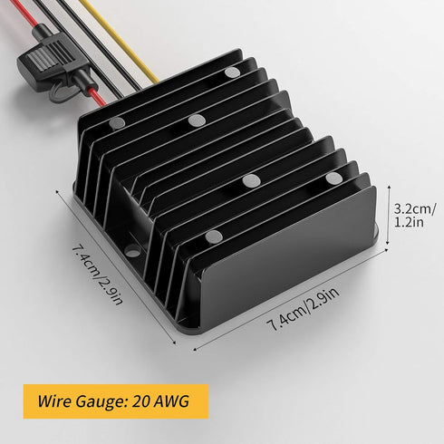 24V to 12V Voltage Converter, 15A 180W DC Transformer with Fuse Waterproof for Golf Cart, LED Light, Solar System