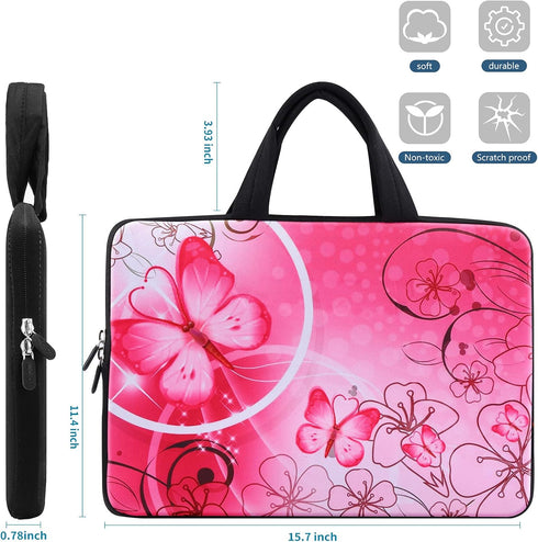 icolor Laptop Handle Bag for 14 15 15.4 15.6 inch, Neoprene Sleeve Pouch for Dell, Lenovo, Toshiba, HP, ASUS (Pink)