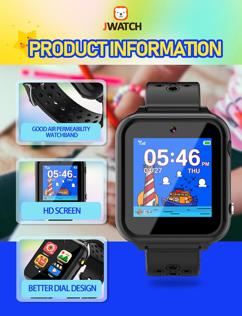 Kids Smart Watch Phone with SOS, 10 Stories, 24 Puzzle Games, Pedometer Alarm Clock for Boys Girls Gift