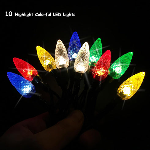 2 Pack Christmas Light Phone Charger Cord USB-A to Lightning 55"/10 LED Bulb Cables for iPhone 5-14 Plus Pro X XR XS