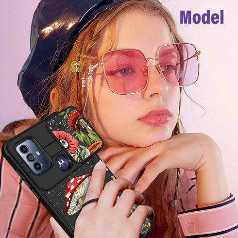 Phone Case for Moto G Pure/G Power 2022/G Play 2023, 2-Mushroom Skull, Thermoplastic Polyurethane, Kickstand, 6.5 inch,