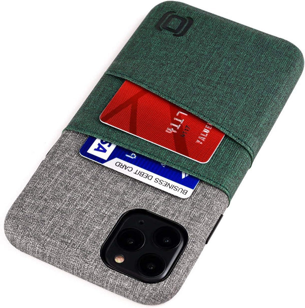 Dockem Wallet Case for iPhone 11 Pro Max: Built-in Metal Plate for Magnetic Mounting & 2 Card Slots (Green & Grey)