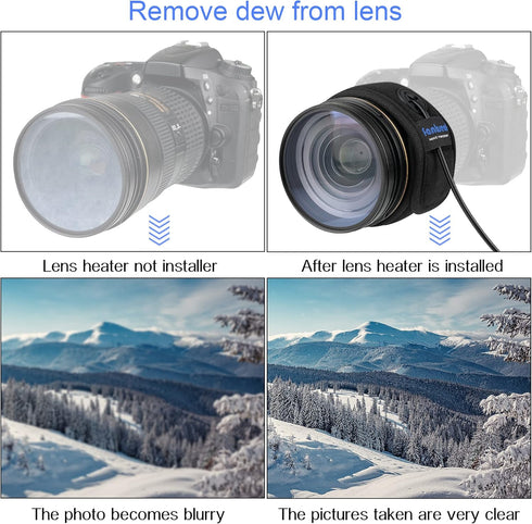 USB Fast-Warm 2in1 XL Spliceable Telescopes DSLR Camera Dew Heater, Active Lens Warmer Strap for Canon Nikon Sony.