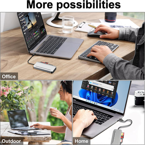 Memory Stick Pro Duo Card Reader, 7 in 1 USB C Adapter for SD/TF/CF/XD/MS, Multi Card Reader for Camera & Laptop