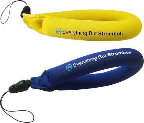 Everything But Stromboli Waterproof Camera Float Strap 2 Pack, Blue/Yellow Floating Wrist Lanyard for GoPro Hero, Phones