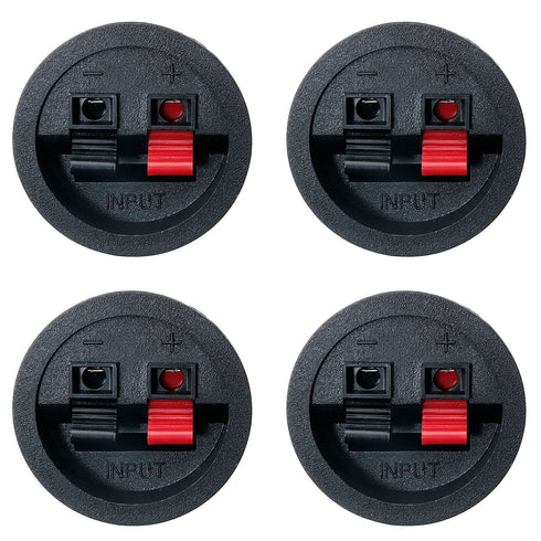 Round Speaker Terminal Cup, 4PCS Round Express Spring Clip Double Binding Post for Car Subwoofer