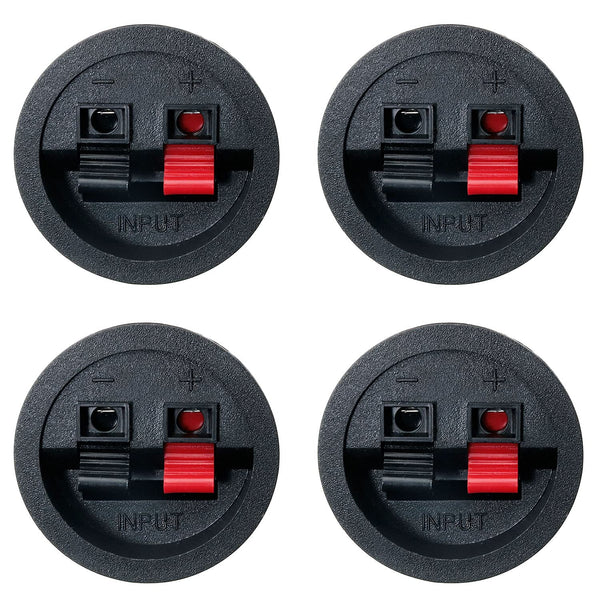 Round Speaker Terminal Cup, 4PCS Round Express Spring Clip Double Binding Post for Car Subwoofer