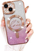 Fiyart iPhone 15 Plus Case, Compatible with MagSafe, Love Heart Plating Design, Magnetic Glitter Shockproof Back