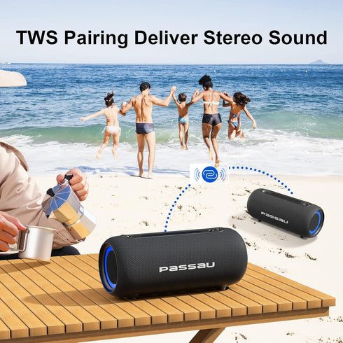 Passau Portable Bluetooth Speakers, 40W Peak Loud Stereo Sound, Deep Bass with Passive Radiators, Adjustable Strap,