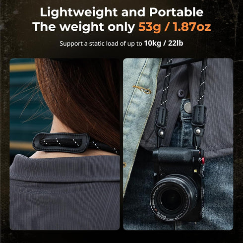 Adjustable Braided Shoulder Strap for Cameras - SmallRig Neck & Shoulder Strap with O-Ring and Leather Pad