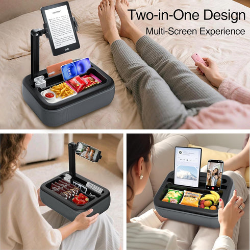 V-Hold 4.7-11 Tablet Pillow Stand, Kindle Pillow Stand with Snack Bowl, Tablet Holder for Lap in Bed for iPad & Cell