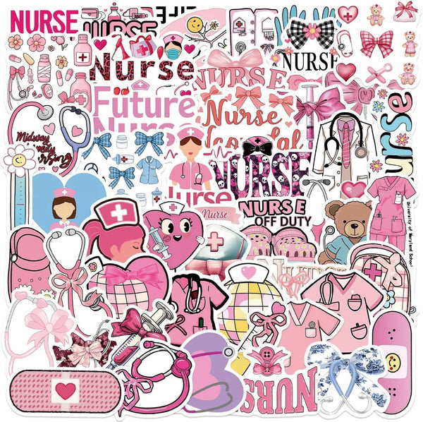 Yugiuue 50PCS Pink Nurse Stickers - Funny Appreciation Gifts Stickers,Nurses Week Gifts for