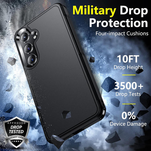 Samsung Galaxy S24 Plus Case by SPIDERCASE, Heavy Duty Shockproof, 10 FT Military Grade Drop Protection, Black.