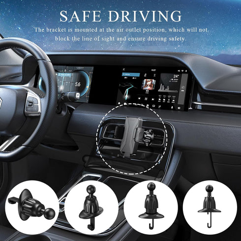 KVAEY 360 Car Phone Holder Mount, Durable Anti-Slip Car Cellphone Holder with a Metal Hook, Rotatation Elasticity