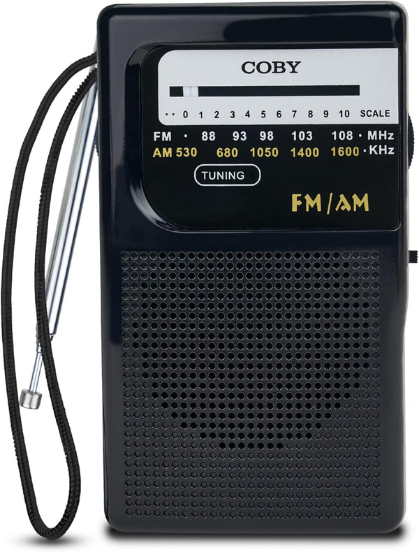 Coby Portable AM/FM Radio, Retro Pocket Radio for Indoor/Outdoor Use, Emergency-Preparedness Essential, 800-Hour