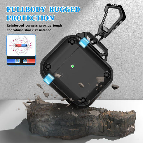 RFUNGUANGO AirPods Case Cover, Black Military Grade Anti-Fall Soft TPU Shock-Absorbing Case for AirPods 2&1 with