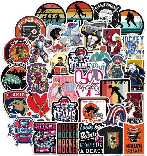 100Pcs Hockey Stickers Perfect for Water Bottle, Laptop, Guitar, Car, Motorcycle, Skateboard, Aesthetic Stickers