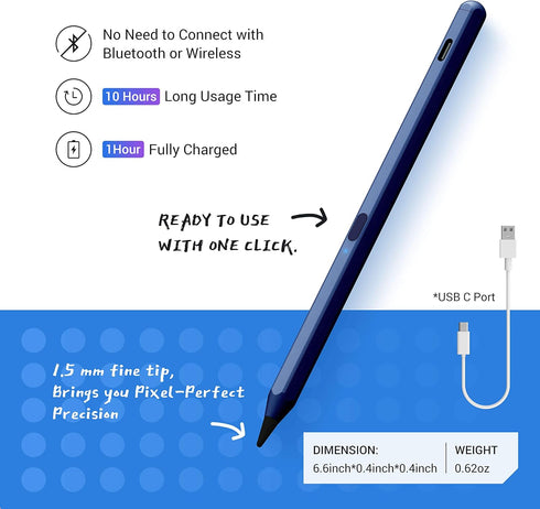 Tilt Sensitivity Palm Rejection Stylus Pen for Apple iPad - Compatible with 2018 and After 6/7/8/9/10th Generation/Pro