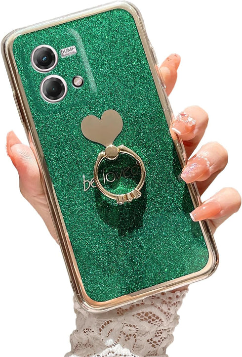 Ring Kickstand Phone Case for Motorola Moto G Stylus 2023 (4G), Sparkly Slim Soft Silicone Shockproof Protective Cover