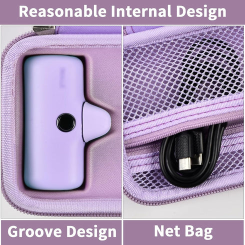 Carrying Case for 2PCS iWALK Portable Charger Power Bank, Compatible with Various Small Charging Battery Packs - Purple