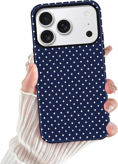 Aleviker 17 2-Layer Case for iPhone Pro Max, Glossy Hybrid Hard Shell, Aesthetic Scratch Resistant Cover, Navy Blue