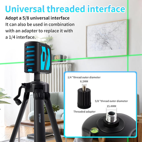 SITERAY 39 Inch 1/4"-20 5/8" Portable Tripod, Lightweight Adjustable Stand with Horizontal Bubble Level, & Thread Mount