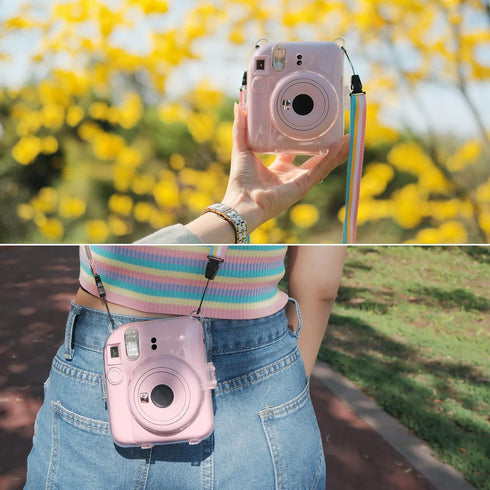 MUZIRI KINOKOO Clear Case for Fujifilm Fuji Instax Mini 12/Polaroid Mini 12 Camera, Hard PVC Protective Case Bag with