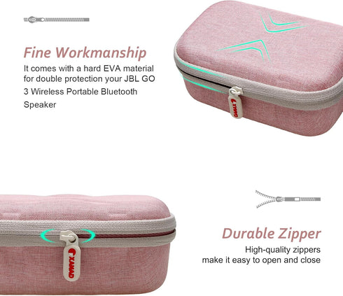 XANAD Pink Case for JBL Go3 / Go 3 Eco Portable Wireless Bluetooth Speaker, Travel Protective Storage Case Bag