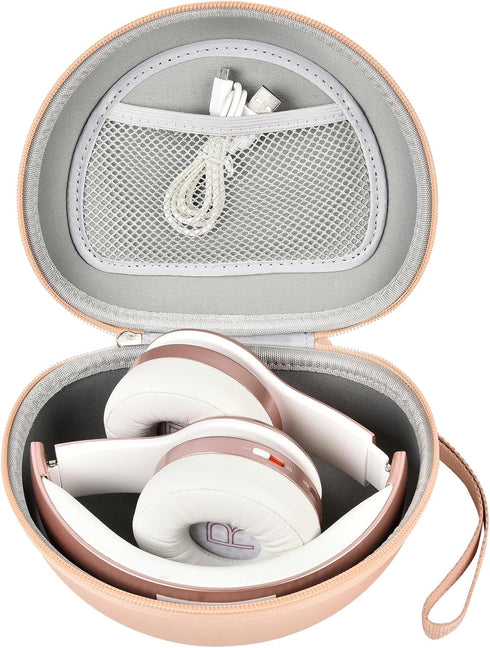Extra Large Headphone Case for TOZO HT2, Beats Studio Pro, Beats Solo3, Picun P26, Elecder i39 and More - Rose Gold
