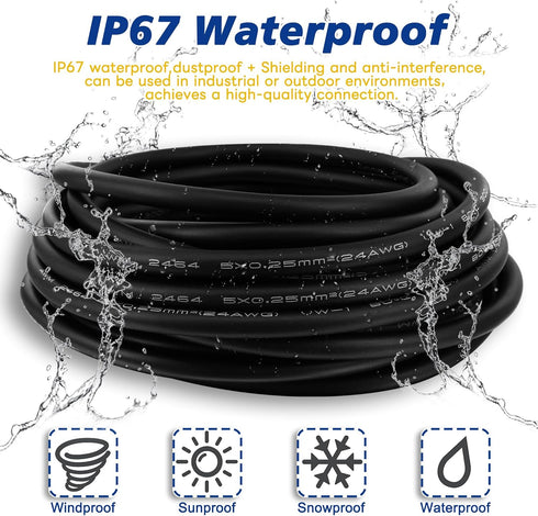 M8 4 Pin Male Socket Panel Aviation Wire, 8mm Industrial Circular Sensor Connector Cable, 6.5Ft/2M