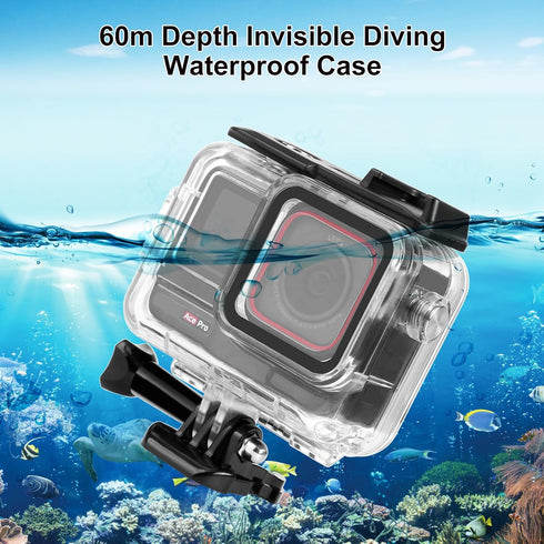 Dive Case for Insta360 Ace Pro - 60M/196FT Underwater Waterproof Housing Cover with Bracket for Action Camera