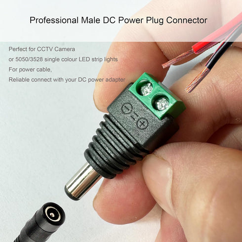 10 Pairs 12V Male+Female DC Power Jack Plug Adapter - 2.1x5.5MM Barrel Connector for CCTV Security Camera