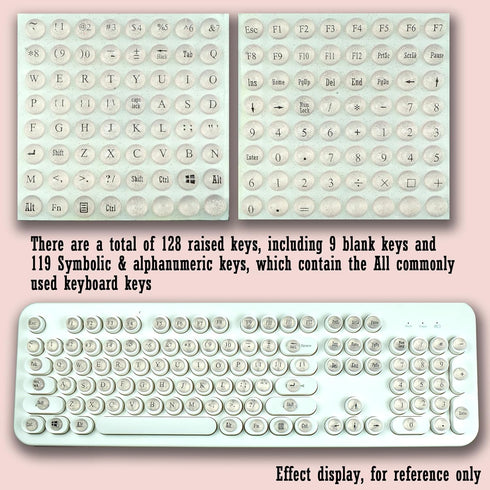 Ivaso 128 Full Keyboard Keys Riser for Long Nails Typing and Gaming, Pcs Self-Adhesive Symbolic and Alphanumeric