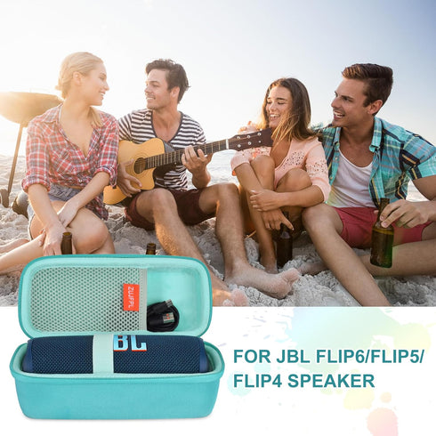 EVA Hard Case for JBL Flip 6 Flip 5, Waterproof Portable Bluetooth Speaker Storage Bag, Fits USB Cable (Peacock Green)