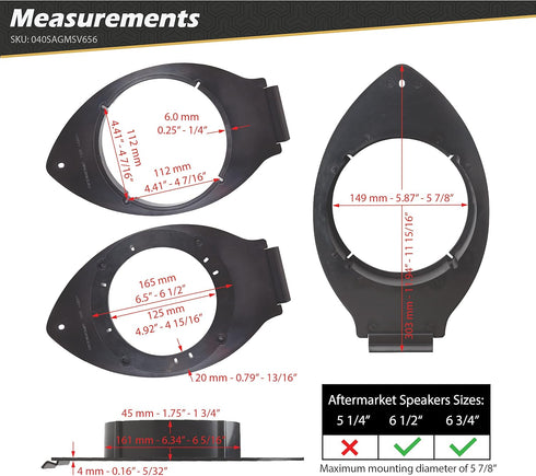 Scosche Speaker Adapters for 2014 to 2020 Cadillac, Chevrolet and GMC Full Size Trucks and SUVs (1 Pair)