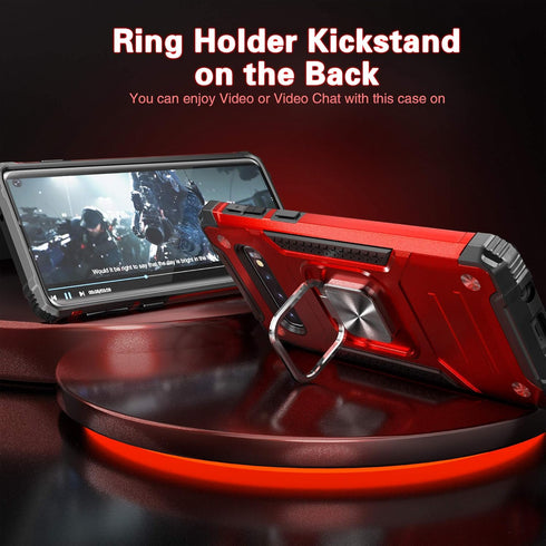 Galaxy S10 Plus Case, Slim Fit Hybrid Drop Test Cover with Car Mount Kickstand Protective Phone Case, Red