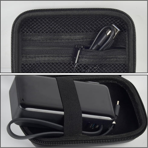 Boobowl Travel Case for Anker 3-in-1 Portable Charger, 10,000mAh Power Bank, Black Storage Bag with Mesh Pocket