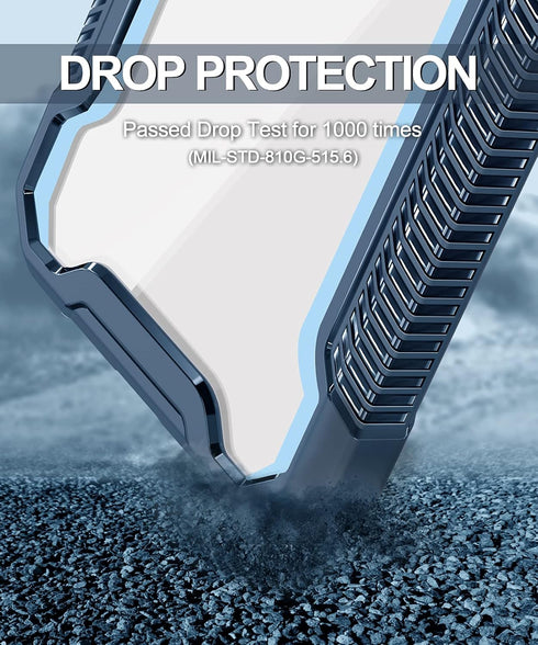 ANSHOW for iPhone 12/12 Pro Case, 360 Full Body Rugged Case with Built-in Screen Protector, Blue