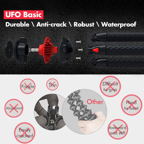 Camera Tripod Fotopro Flexible Phone Tripod, Bendable Tripod for Mini Camera, Handheld Stand for iPhone Vlogging