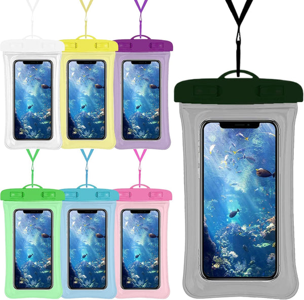 7 Pcs Waterproof Phone Pouch, Universal IPX8 Floating Cell Phone Case Dry Bag for Most Phones on Market