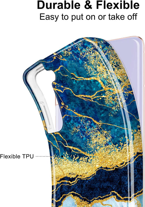 JIAXIUFEN Galaxy S21 Case, Gold Sparkle Glitter Marble Slim Shockproof TPU Cover for Samsung Galaxy S21 5G