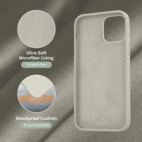 Cordking Silicone Shockproof Phone Case for iPhone 12 & 12 Pro, 6.1 inch, Stone with Soft Anti-Scratch Microfiber Lining